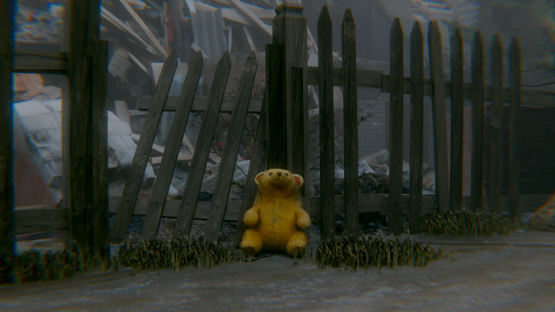 Film still of Buba in the ruins